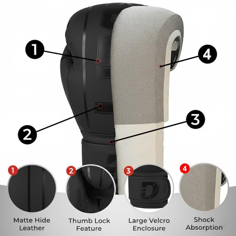DEFY Challenge Your Fear DEFY Boxing Gloves for Men & Women - Premium Quality Synthetic Leather Boxing Gloves for Training - Perfect for Punching Heavy Bags, Sparring, & Fighting Gloves (Black, 10oz) - Image 3